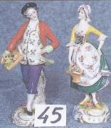 Figuren auf Rocaillesockel, Gärtnerin und Gärtner