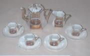Mokkaservice, 6-teilig, weiß, gemalt, vergoldet