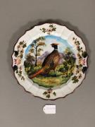 Teller mit Fasan im Spiegel, Fayence