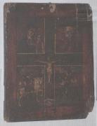 Icona, quadripartita con Crocifissione