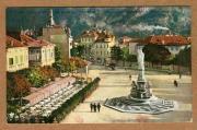 Der Walterplatz in Bozen mit Denkmal Walter von der Vogelweide u. Hòtel Greif.