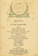Menu Du Diner de Noel 1905