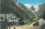 La strada dello Stelvio presso Trafoi. Albergo Edelweiß. Alto Adige. Italia.
