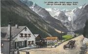 La strada dello Stelvio presso Trafoi. Albergo Edelweiß. Alto Adige. Italia.