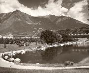 Badegäste in/bei Schwimmbad (Positivo) di Foto Fuchs-Hauffen, Überlingen (1950/01/01 - 1969/12/31)