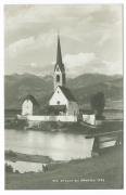 Bruneck, Ansicht der Pfarrkirche St. Nikolaus mit Beinhaus in Stegen bei Bruneck