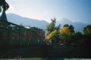Lienz - Ansicht Spitalsbrücke, Spitalskirche und Bundes-Oberstufenrealgymnasium (BORG) - ehemaliges Bürgerspital