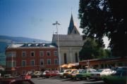 Lienz - Am Markt mit Bürgerspital und Spitalskirche, heutiges Bundes-Oberstufenrealgymnasium in Lienz