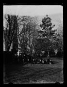 Ripresa in esterno. Ritratto di gruppo di giovani nel bosco