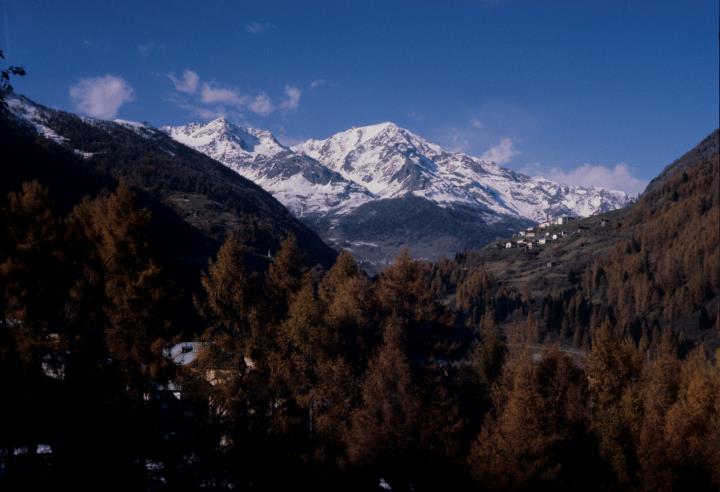 Monte Vioz von Ossana im Val di Sole aus