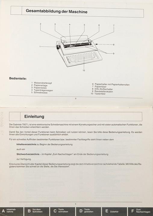 Triumph-Adler Bedienungs-Anleitung Gabriele 7007 L