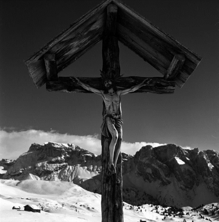 Kapelle/Bildstock/Gebetsstation/Kruzifix (Positivo) di Foto Elisabeth Fuchs-Hauffen, Überlingen/Bodensee,Fuchs-Hauffen, Elisabeth (1963/02/01 - 1963/02/28)